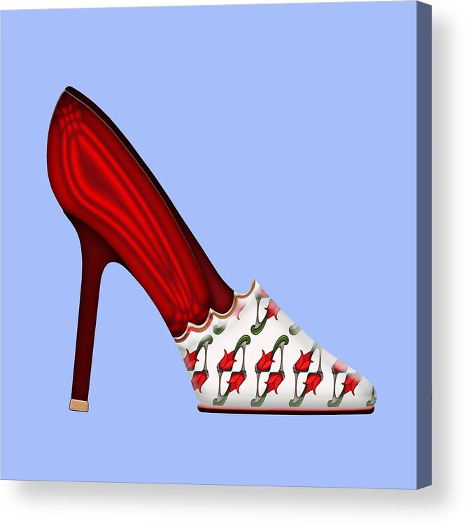 Shoes Acrylic Print featuring the painting Satin Tulip by Deborah Runham