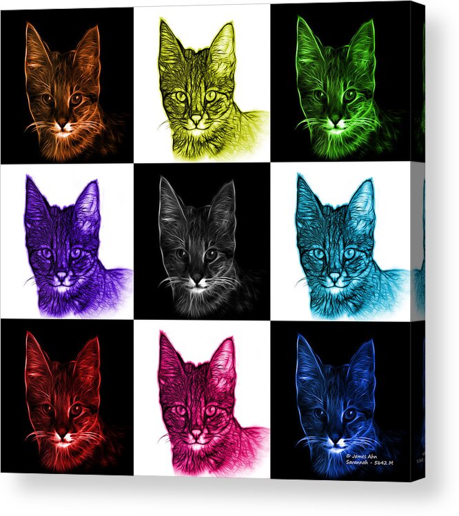 Cat Acrylic Print featuring the digital art Savannah Cat - 5462 F - V1 by James Ahn