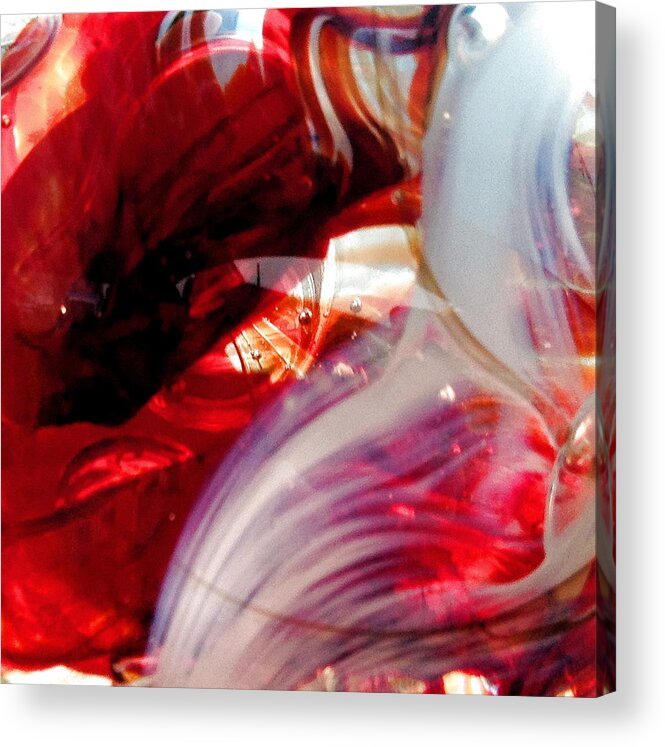 Glass Acrylic Print featuring the photograph Scarlet Swirls Abstract by Angela Rath