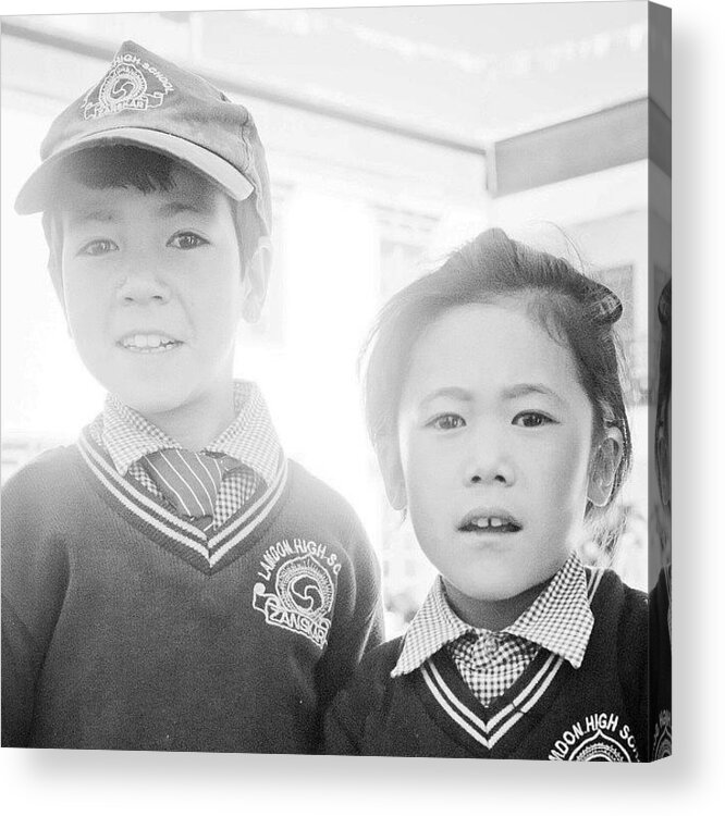  Acrylic Print featuring the photograph School Kids In Zanskar by Aleck Cartwright