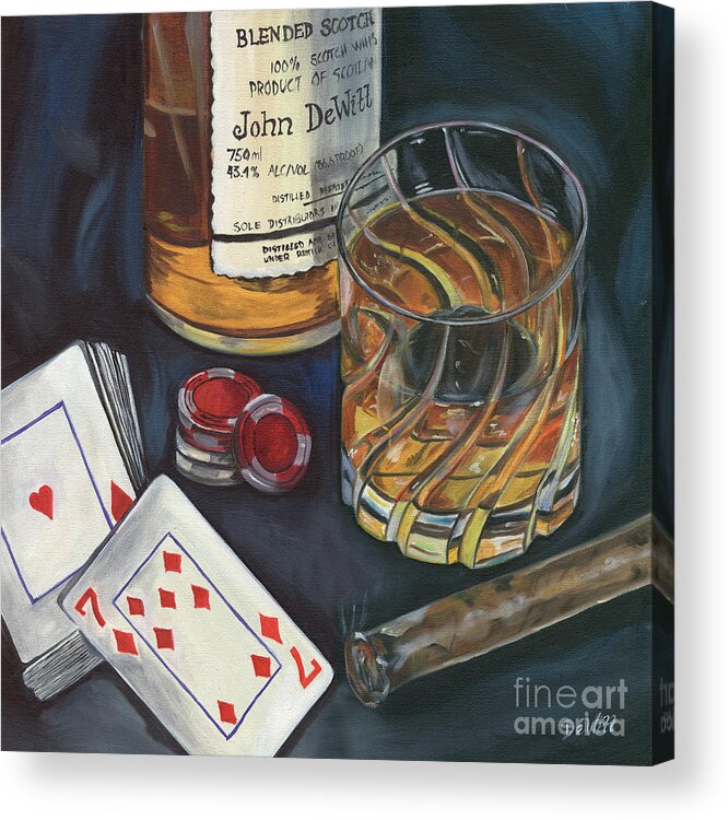 Scotch Acrylic Print featuring the painting Scotch and Cigars 4 by Debbie DeWitt