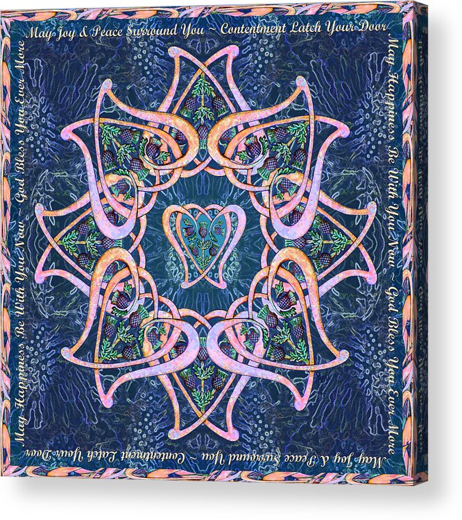Scottish Blessing Acrylic Print featuring the digital art Scottish Blessing Celtic Hearts Duvet by Michele Avanti