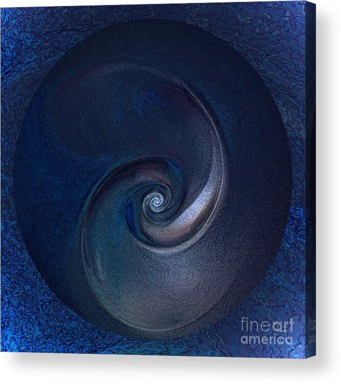 Sea Shell Acrylic Print featuring the digital art Sea Shell in Dark Blue by Klara Acel