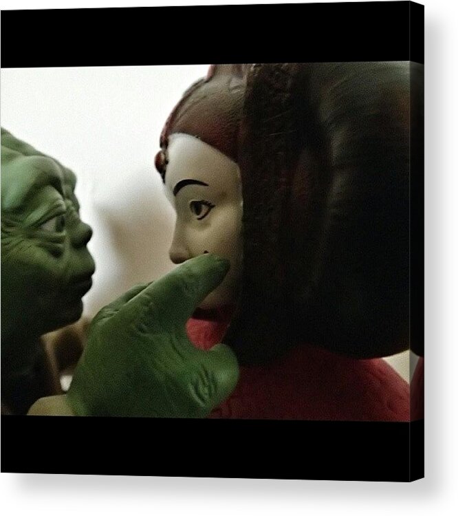 Starwars Acrylic Print featuring the photograph Shadowplay: Yoda & Queen Amidala by Sanz Lashley