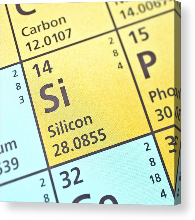 Technology Acrylic Print featuring the photograph Silicon on periodic table by William Andrew