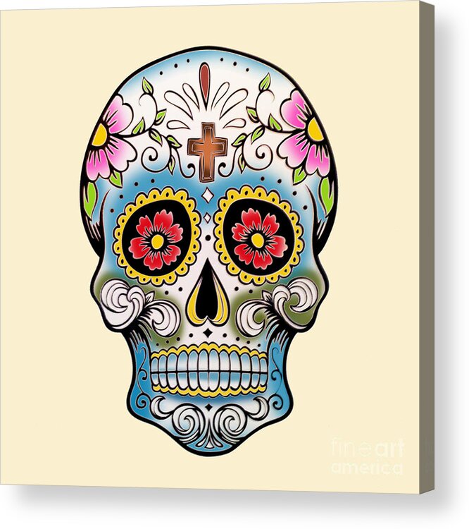 Via De Los Muertos Acrylic Print featuring the digital art Skull Tattoo by Mark Ashkenazi