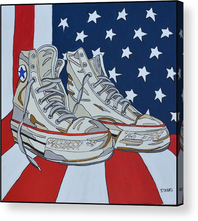  Stanko Paintings Acrylic Print featuring the painting Sneakers 9 by Mike Stanko