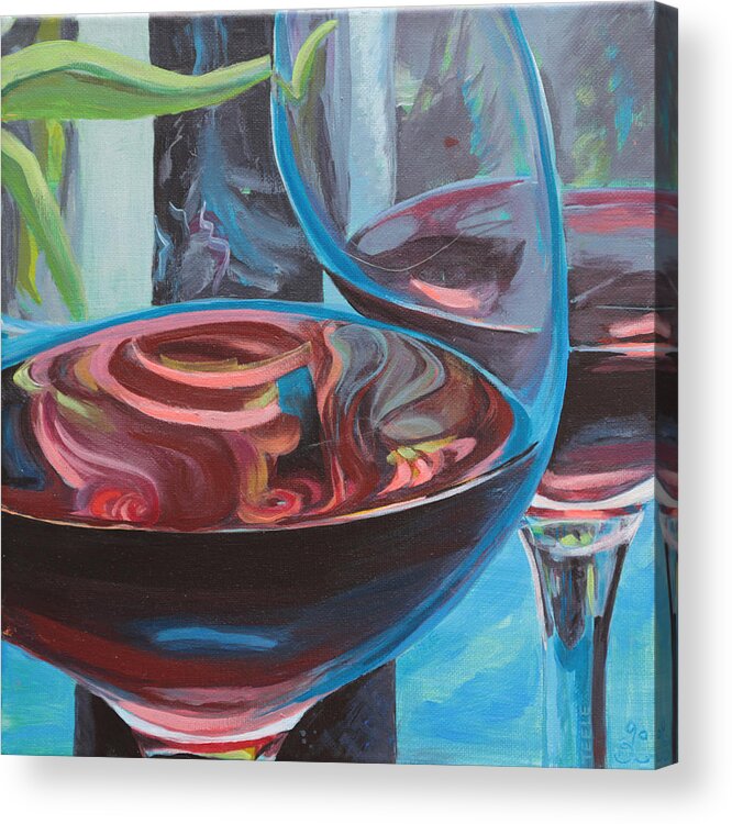 Wine Acrylic Print featuring the painting So by Trina Teele