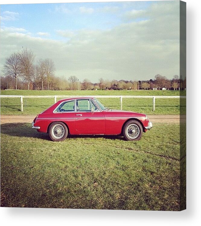 Classiccar Acrylic Print featuring the photograph #soloparking #mgb #classiccar #car by Robyn Chell