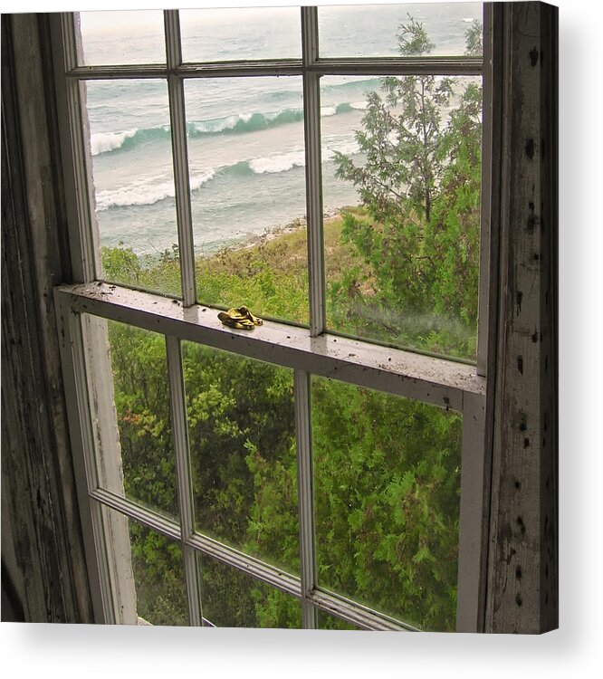 Landscapes Acrylic Print featuring the photograph South Manitou Island Lighthouse Window by Mary Lee Dereske