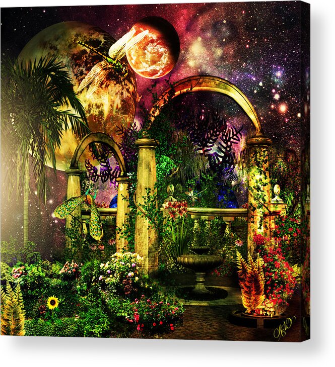 Space Garden Acrylic Print featuring the mixed media Space Garden by Ally White