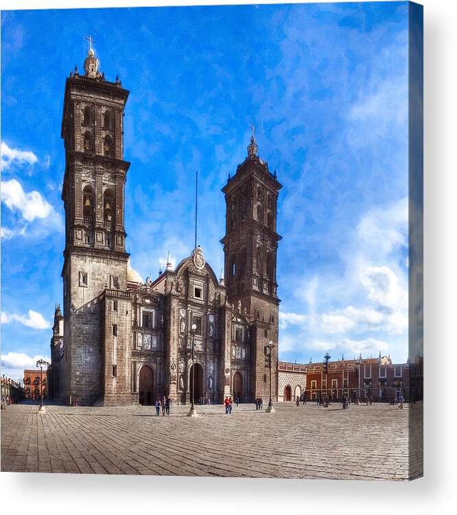 Puebla Acrylic Print featuring the photograph Spanish Colonial Cathedral of Puebla Mexico by Mark Tisdale