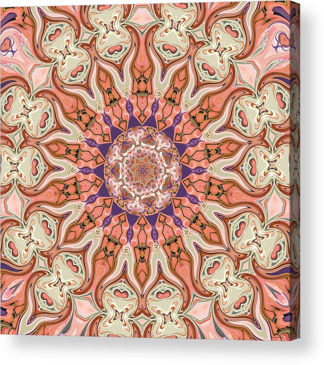 Pink Acrylic Print featuring the digital art Special Seven Mandala by Deborah Smith