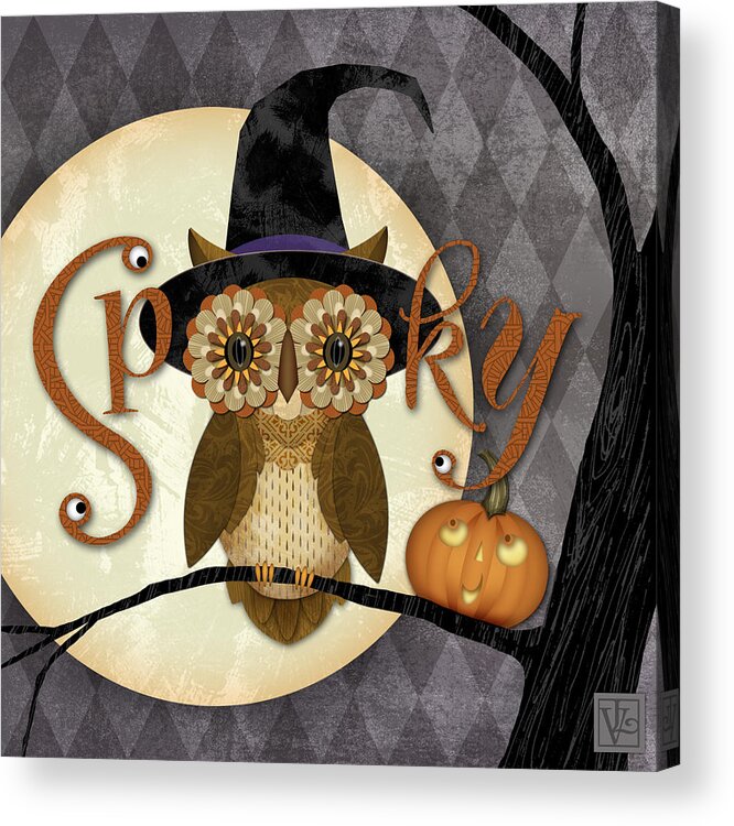 Halloween Acrylic Print featuring the digital art Spooky Owl by Valerie Drake Lesiak