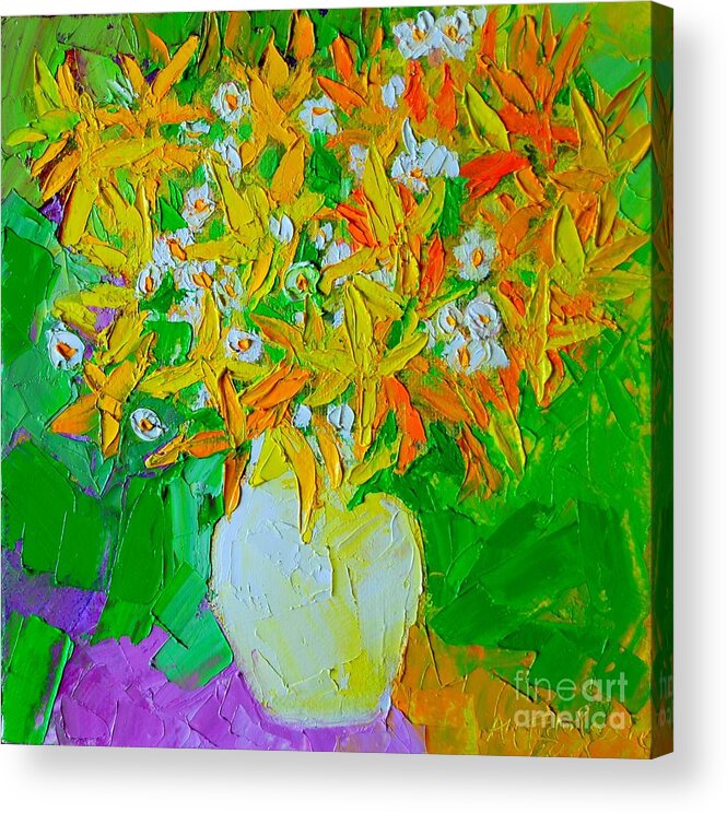 Forsythia Acrylic Print featuring the painting Spring Flowers by Ana Maria Edulescu
