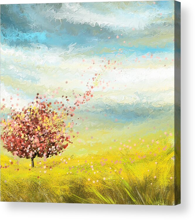 Four Seasons Acrylic Print featuring the painting Spring-Four Seasons Paintings by Lourry Legarde