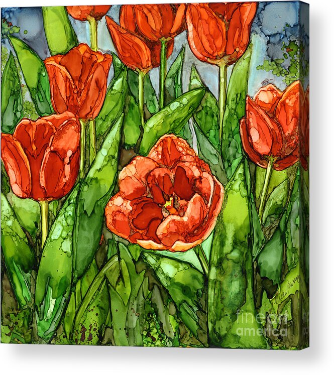 Tulips Acrylic Print featuring the painting Spring Tulips by Vicki Baun Barry