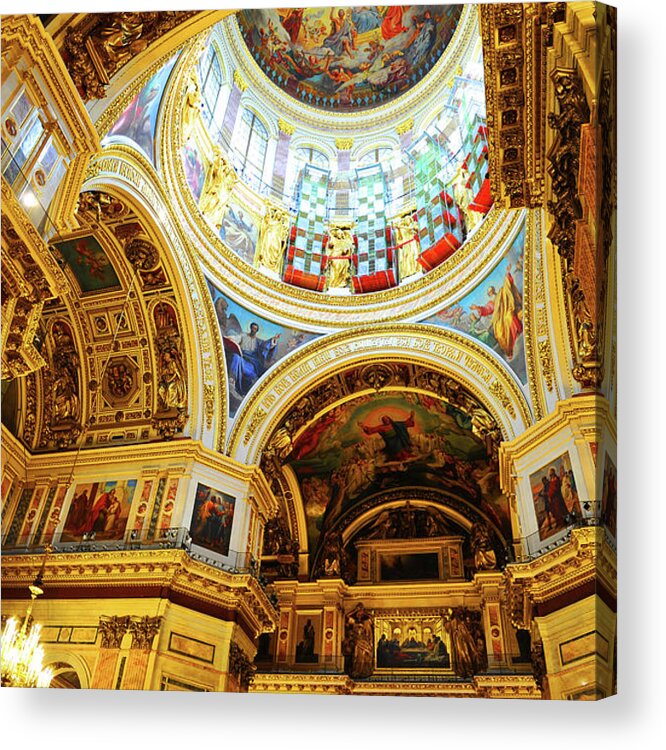 Ceiling Acrylic Print featuring the photograph St. Isaacs Cathedral by Loveguli