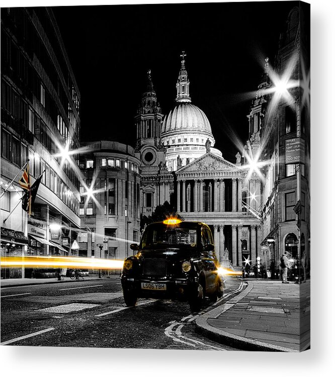London Acrylic Print featuring the photograph St pauls with Black Cab by Ian Hufton