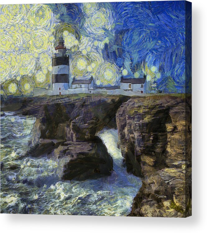 Hook Acrylic Print featuring the photograph Starry Hook Head Lighthouse by Nigel R Bell
