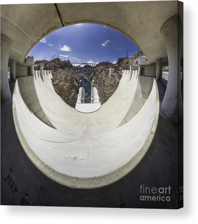 Arch Acrylic Print featuring the photograph Stereo Panoramic of the Hoover Dam by James L Davidson