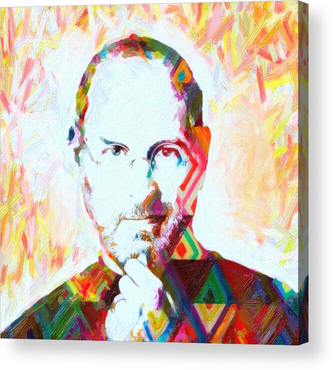 Steve Jobs Acrylic Print featuring the painting Steve Jobs by Celestial Images