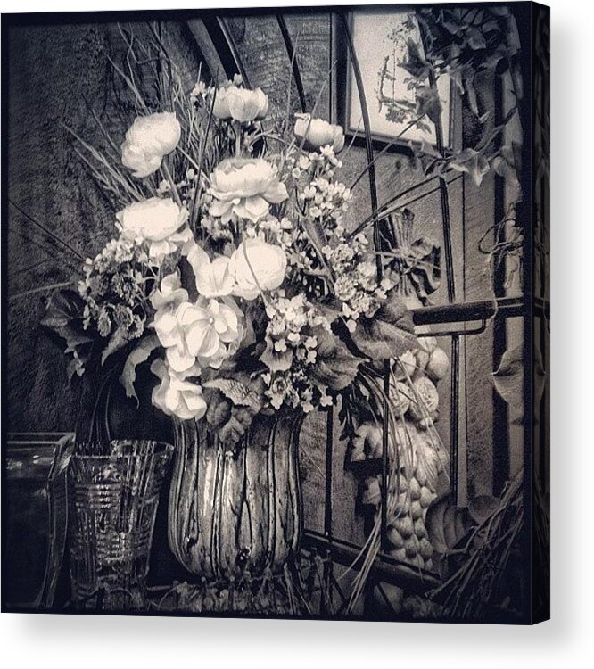 Floral Acrylic Print featuring the photograph Still Life With Flowers Vases by Penni D'Aulerio