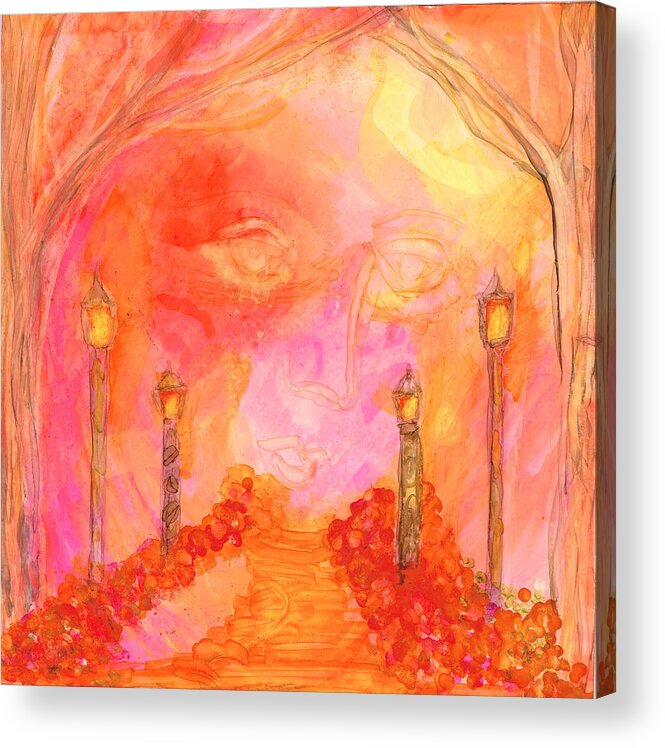 Landscape Acrylic Print featuring the painting Streetlights by Kelly Dallas