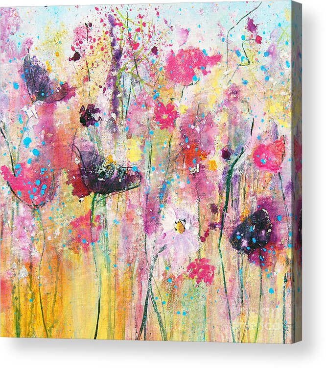 Flowers Acrylic Print featuring the painting Summer Meadow by Tracy-Ann Marrison