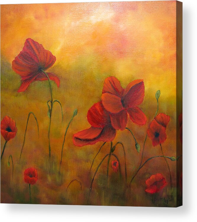 Poppies Acrylic Print featuring the painting Sun Dancers by Loretta Luglio