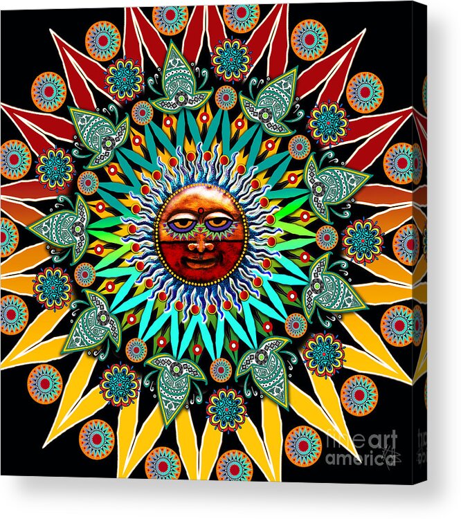 Sun Acrylic Print featuring the mixed media Sun Shaman by Christopher Beikmann