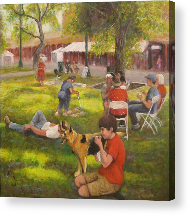 Realism Acrylic Print featuring the painting Sunday on the Plaza by Donelli DiMaria