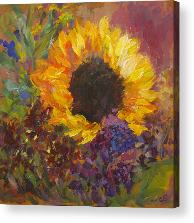 Sunflower Acrylic Print featuring the painting Sunflower Dance Original Painting Impressionist by Quin Sweetman
