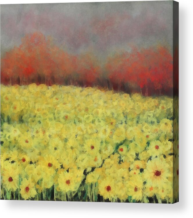 Sunflowers Acrylic Print featuring the painting Sunflower days by Katie Black