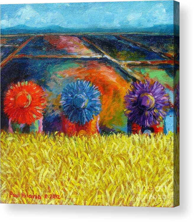 Paul Hilario Acrylic Print featuring the painting Sunflowers by Paul Hilario