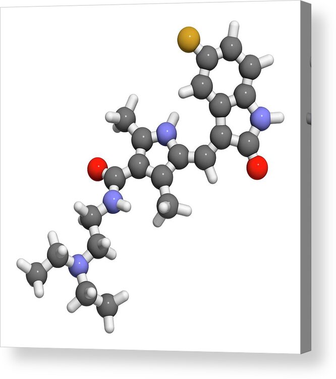 Sunitinib Acrylic Print featuring the photograph Sunitinib Cancer Drug Molecule by Molekuul