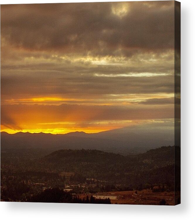 Pdxpipeline Acrylic Print featuring the photograph Sunrise On The Left, A Hidden Mt. Hood by Mike Warner
