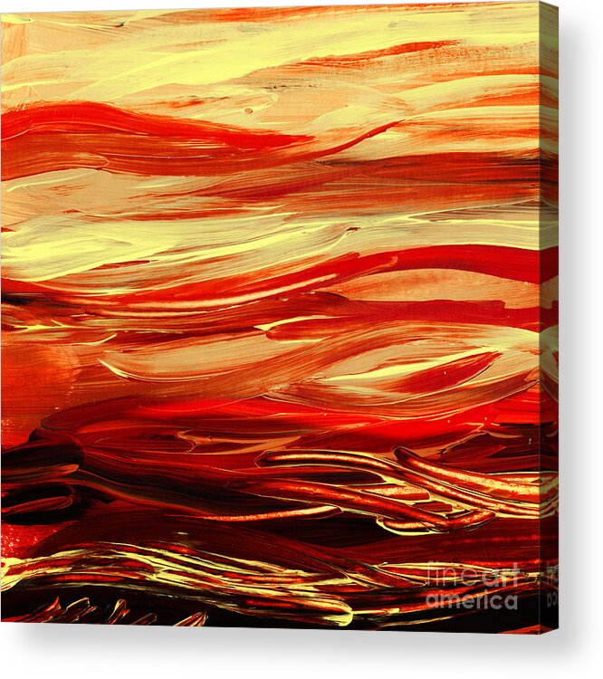 Red Acrylic Print featuring the painting Sunset At The Red River Abstract by Irina Sztukowski