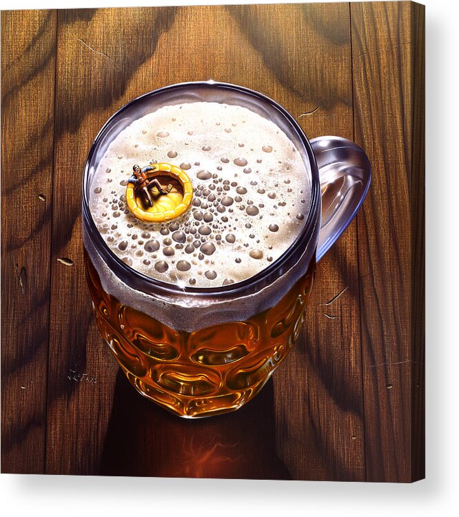 Beer Acrylic Print featuring the painting Survivor by Jerry LoFaro
