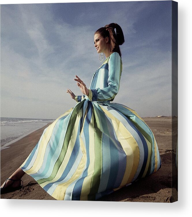 Fashion Acrylic Print featuring the photograph Editha Dussler Posing On A Beach by Henry Clarke