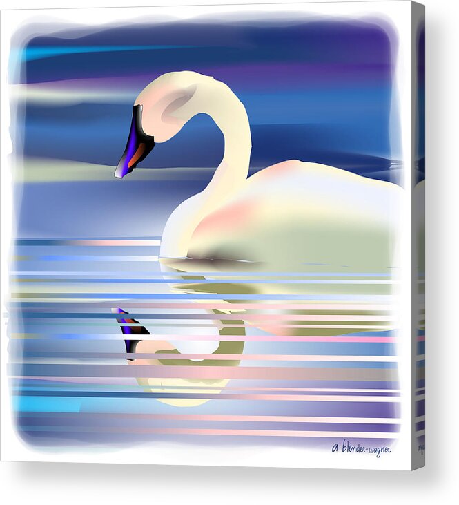 Swan Acrylic Print featuring the digital art Swan Song by Arline Wagner