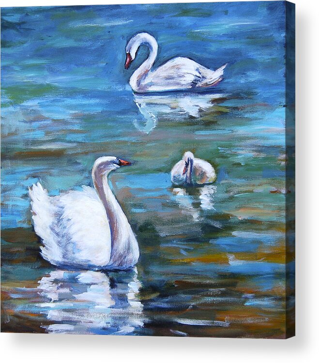 Swans Acrylic Print featuring the painting Swans by Ingrid Dohm