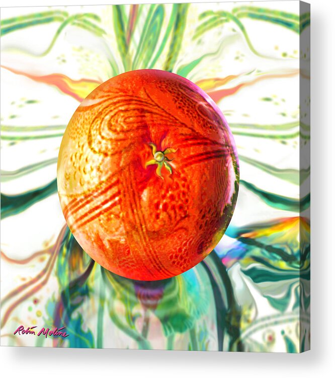 Tangerine Acrylic Print featuring the painting Tangerine Orb Nouveau by Robin Moline