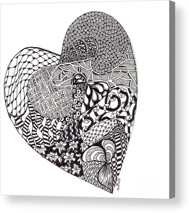 Heart Acrylic Print featuring the drawing Tangled Heart by Claire Bull