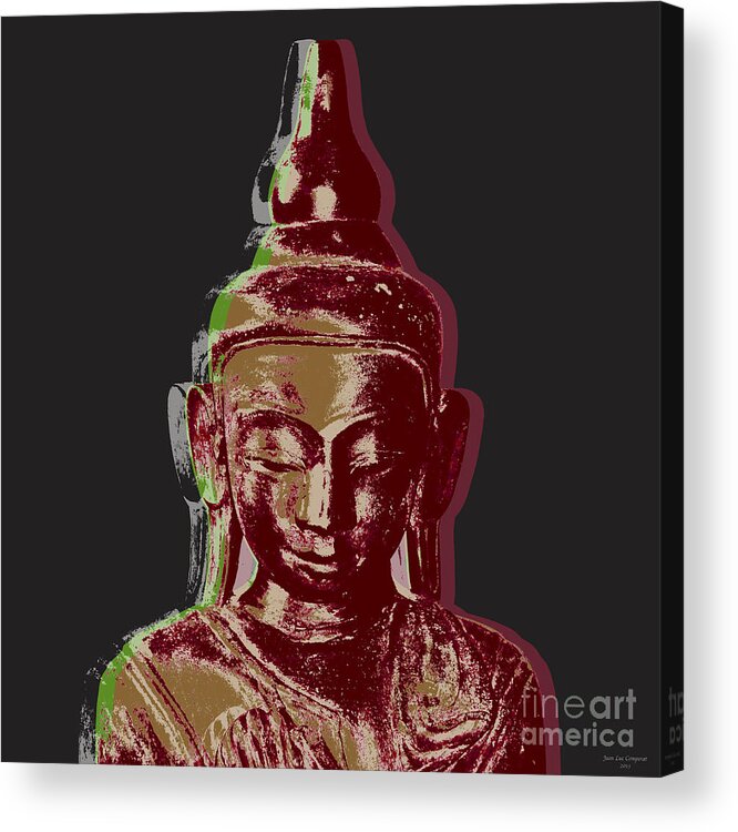 Pop Art Acrylic Print featuring the digital art Thai Buddha #3 by Jean luc Comperat
