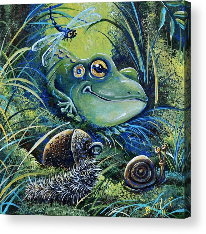 Frog Acrylic Print featuring the painting The Acorn by Gail Butler