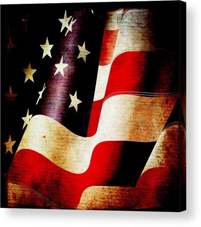 Usa Acrylic Print featuring the mixed media The Banner Yet Waves by Angelina Tamez