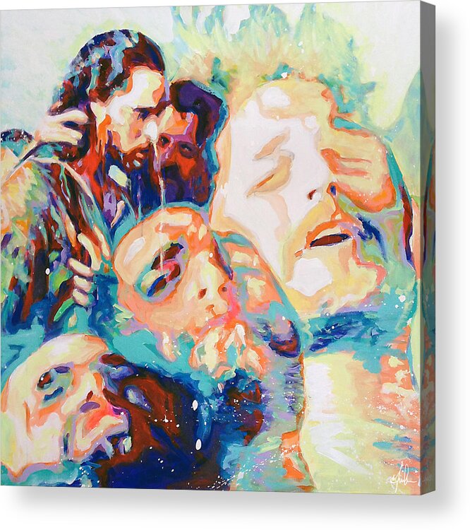 Baptism Acrylic Print featuring the painting The Baptism of our Lord by Steve Gamba