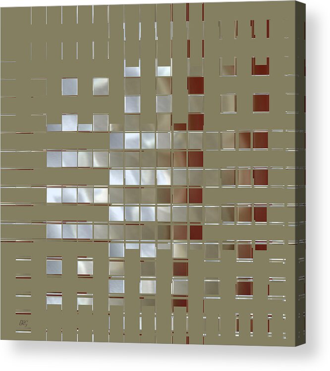 Geometric Abstract Acrylic Print featuring the digital art The Birth Of Squares No 1 by Ben and Raisa Gertsberg