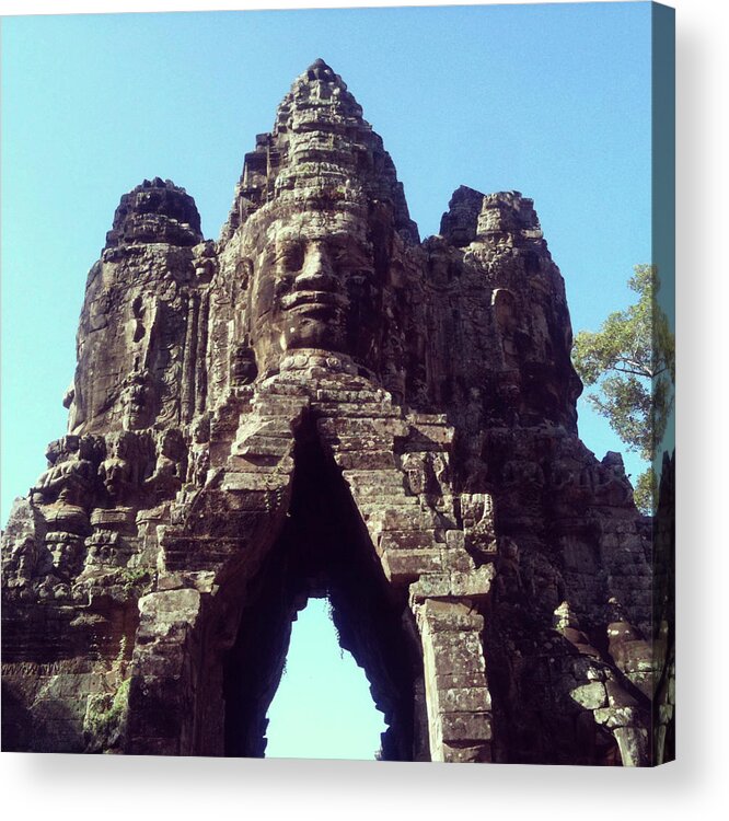 Arch Acrylic Print featuring the photograph The City Gates At Angkor by Lasse Kristensen